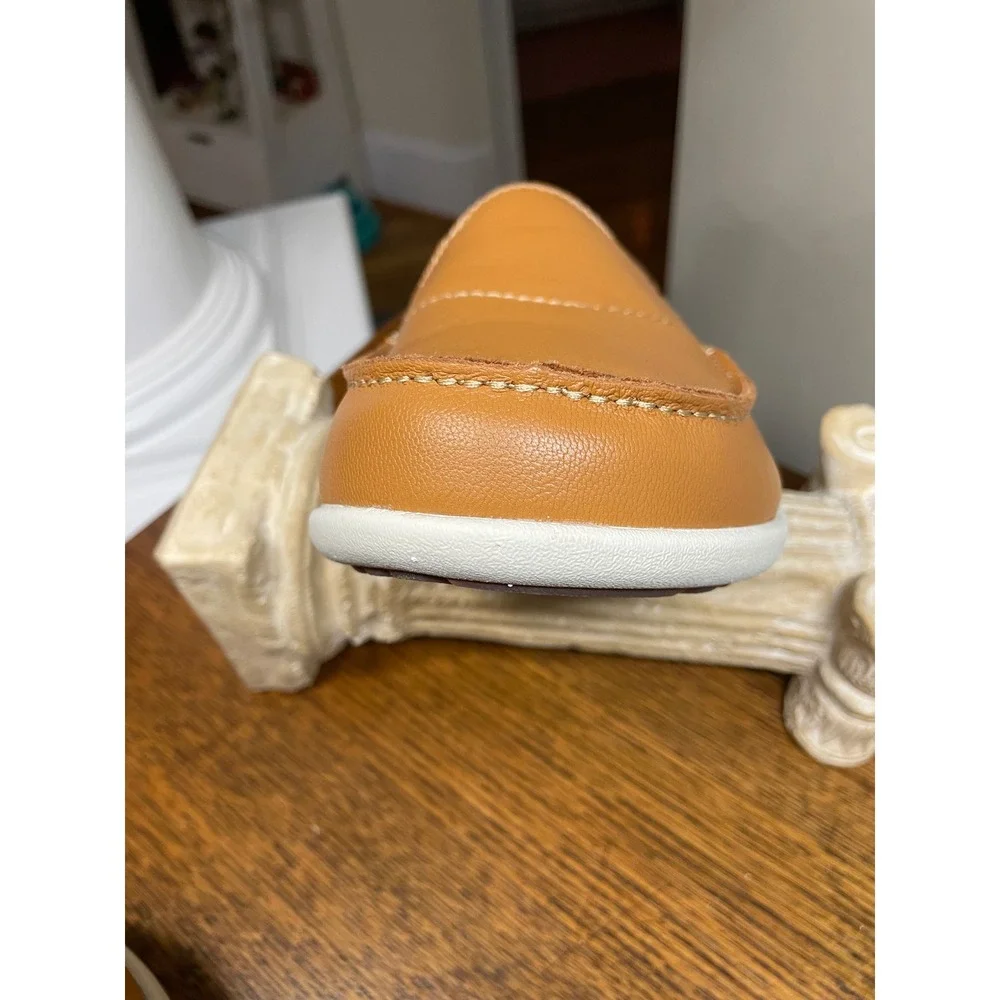 Spenco Mens Siesta Leather Slip On Loafers Tan Brown Orthotic Shoes Size 10 D **